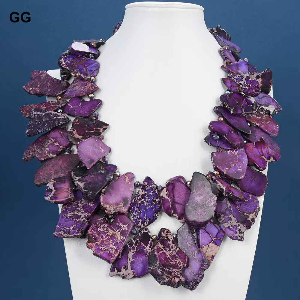 Bijoux G-G 22 en effet 2 rangées collier en cristal Jaspers impériaux de sédiments de mer pourpre na