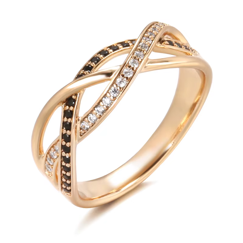 Kinel-Bague de mariage croix ligne géométrique pour femme, or rose, noir naturel, bijoux fantaisie v