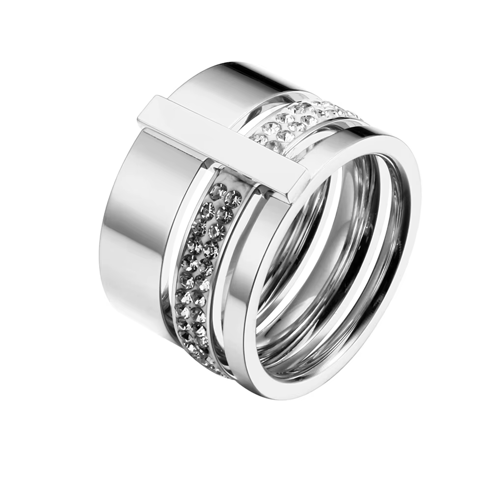 Bagues en acier inoxydable de couleur or Rose pour femmes et hommes, pierres et cristaux pour femmes