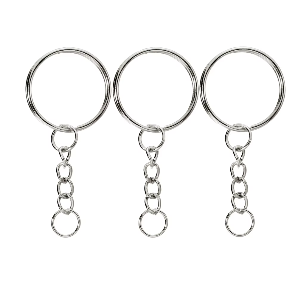 Porte-clés rond fendu en rhodium, porte-clés pour diabétique, bijoux à bricoler soi-même, accessoire