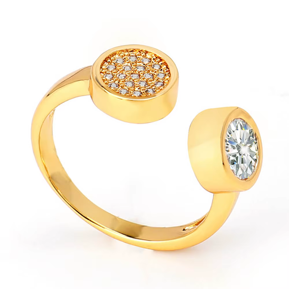 VAROLE-Bague double cercle avec zircon cubique pour femme, bijoux fantaisie, document doré, contre-i