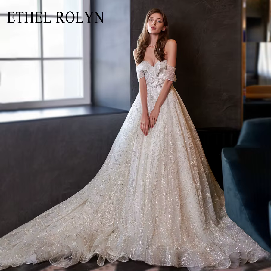 ETHEL ROLYN princesse robe De mariée chérie dos nu perles Appliques robes De mariée brillant a-ligne