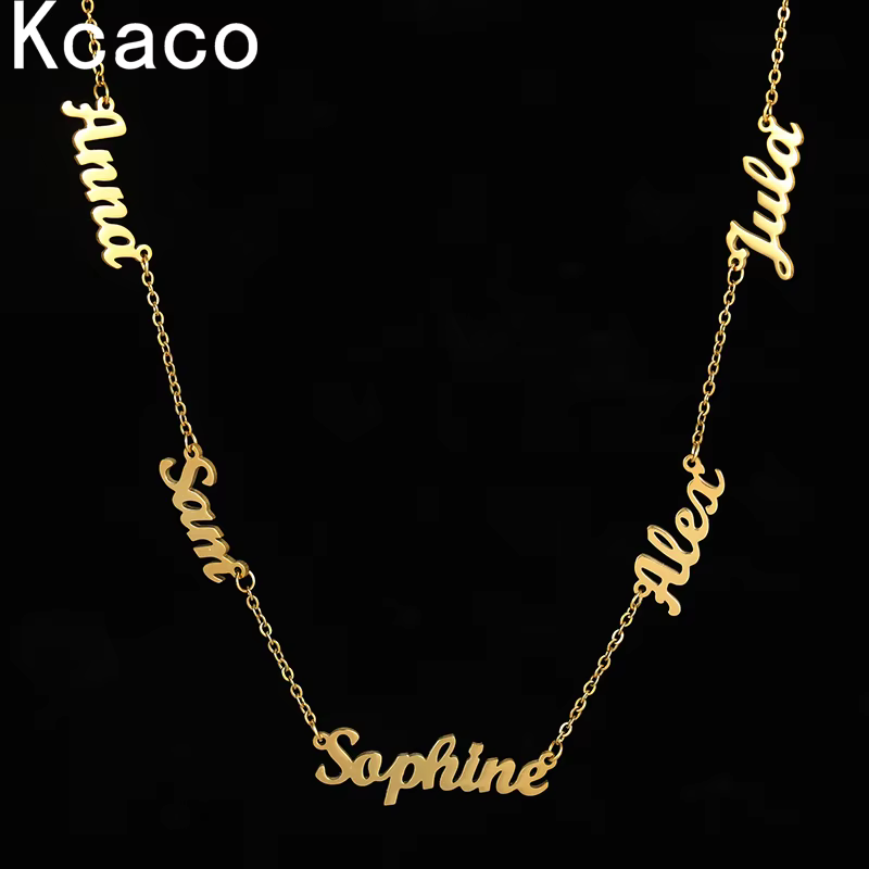 Colliers personnalisés avec plusieurs noms, chaîne de bijoux, pendentif avec nom, couleur or, pour f