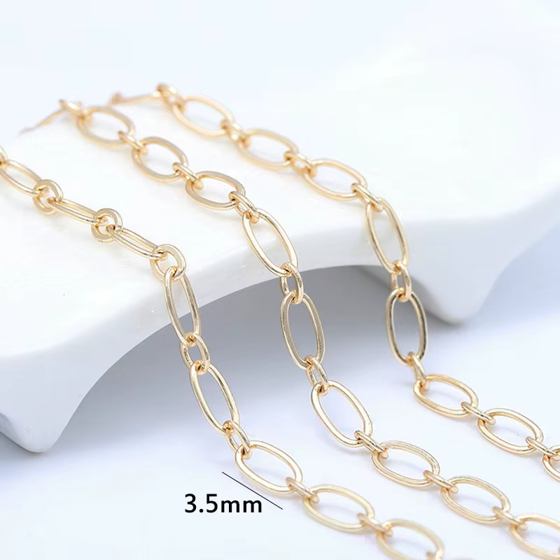 Bijoux en laiton plaqué or 14 carats, boucles rondes, collier, bracelets, lien, bricolage