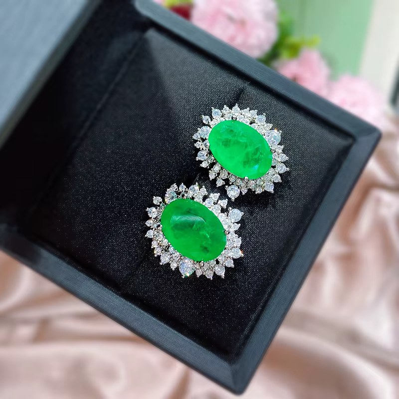 GICA GEMA – boucles d'oreilles Tourmaline bleu vert, en argent Sterling 925 véritable, 10x14mm, oval