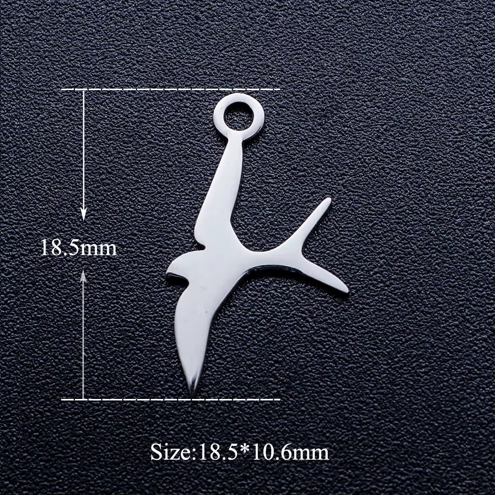 10 pièces/lot hirondelle oiseau bijoux à bricoler soi-même breloques en gros 316 en acier inoxydable