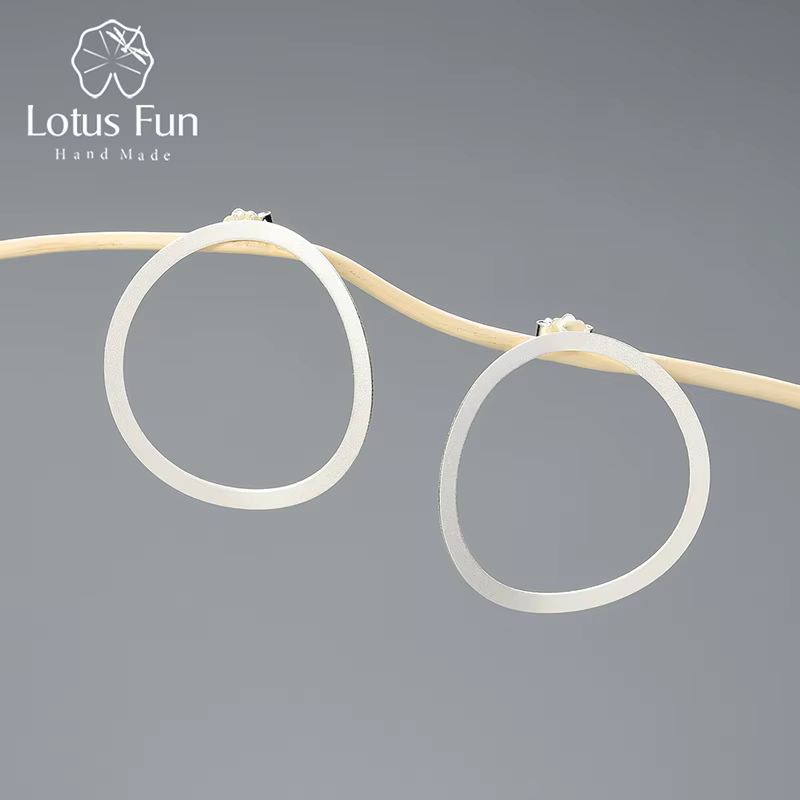Lotus Fun – boucles d'oreilles minimalistes en or 18K, grand cercle, en argent Sterling 925, bijoux 