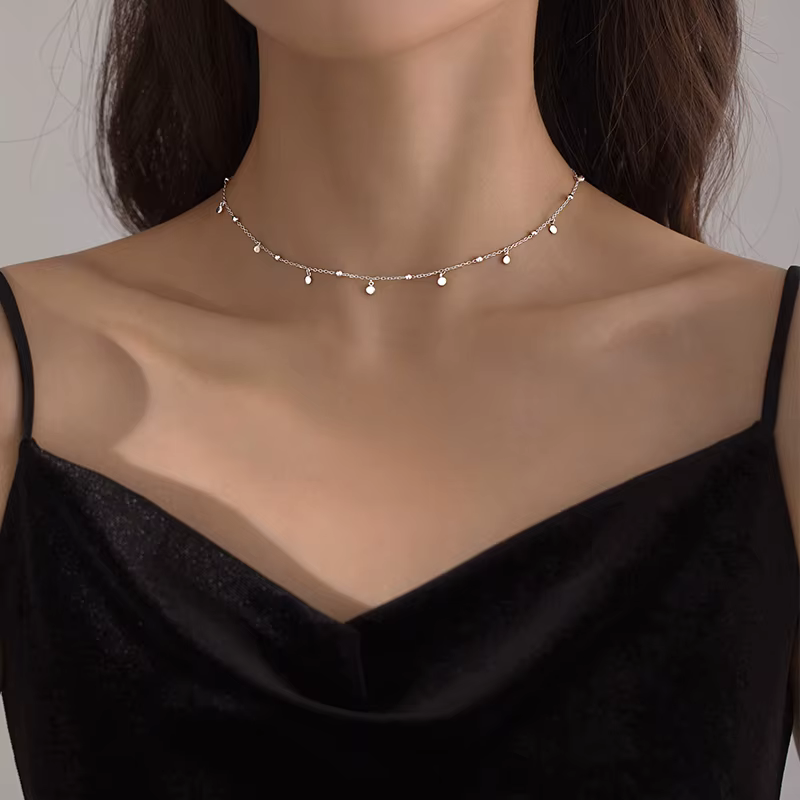 Colliers ras du cou pour femmes, en argent Sterling 925 véritable, ronds géométriques irréguliers, c