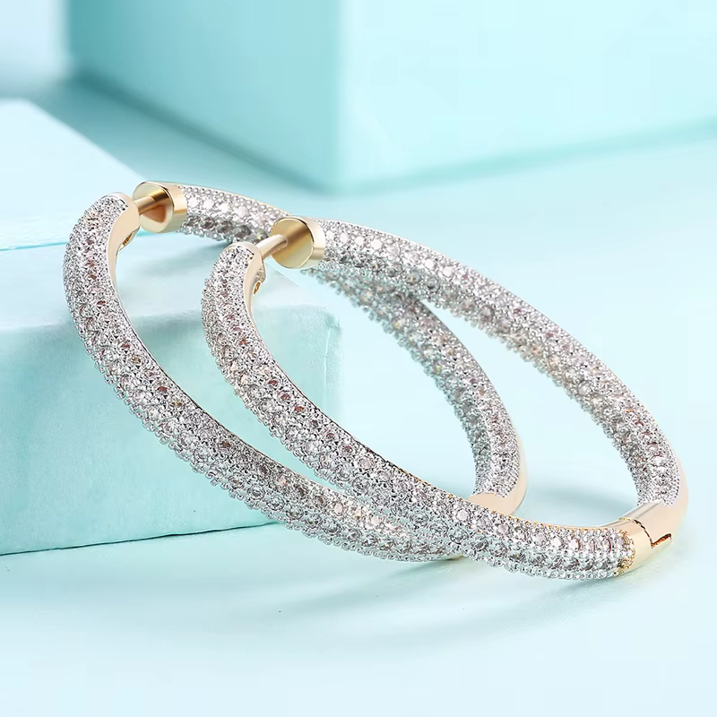 Boucles d'oreilles créoles cercle en or 18 carats pour femme, argent 925, 34mm, bijoux de mariage à