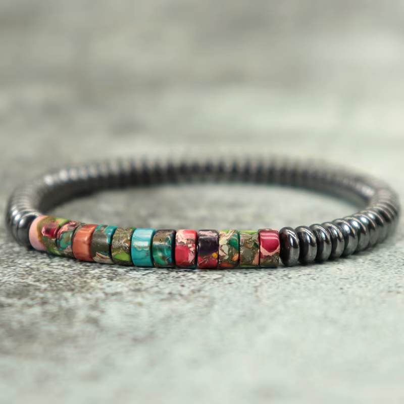 Note – Bracelet en perles pour hommes, style bohème, pierre impériale, bijou, accessoires, Cool, mot