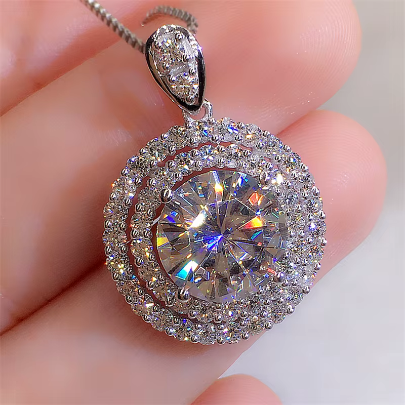 Huitan – magnifique collier de mariée en mosaïque AAA, pendentif rond en zircone cubique, accessoire