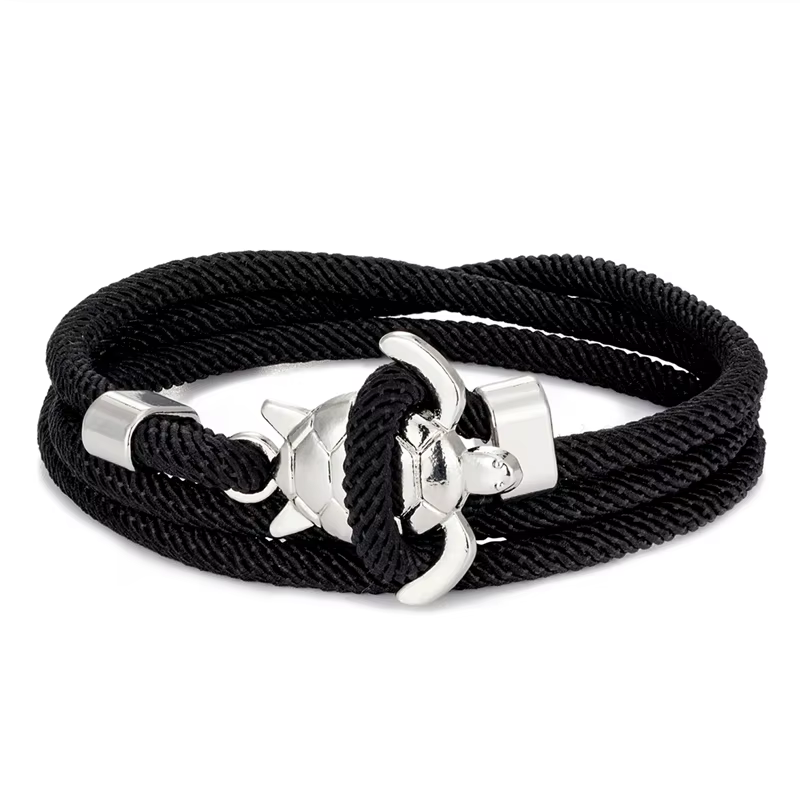 MKENDN Style marine tortue multicouche Milan corde Bracelet breloques Seablue corde hommes femmes pl