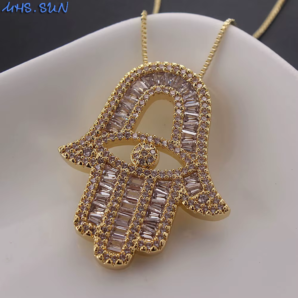 MHS.SUN-Bijoux Cubiques à la Mode avec Mauvais Œil d'Horus, Collier Pendentif, JOChoker, Cadeau pour