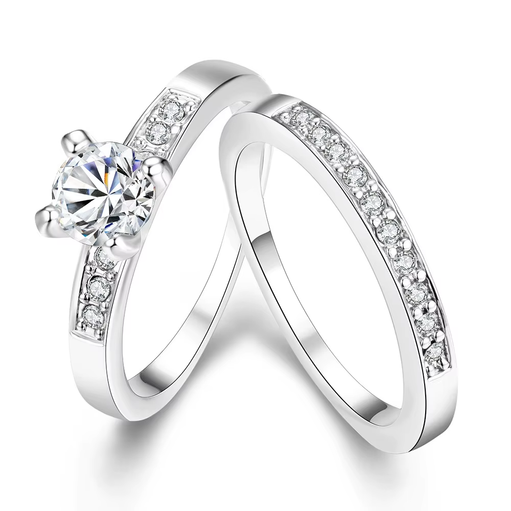 Bagues en argent 100% véritable pour femmes, bijoux fins simples, Double empilables, ensembles de ma