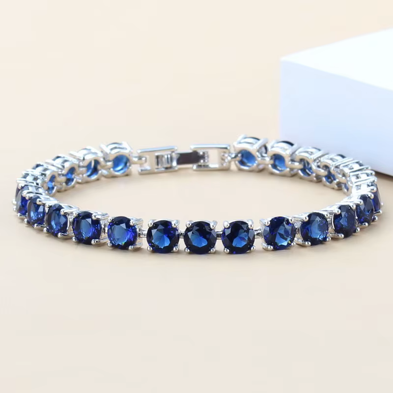 Mode femme argent bijoux bleu Zircon bijoux charme chaîne lien Bracelet Bracelet pour les femmes cad