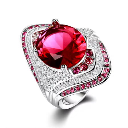 Bague en argent 925 véritable et Unique avec pierres rubis pour femmes, Vintage, cristal, mode luxe,