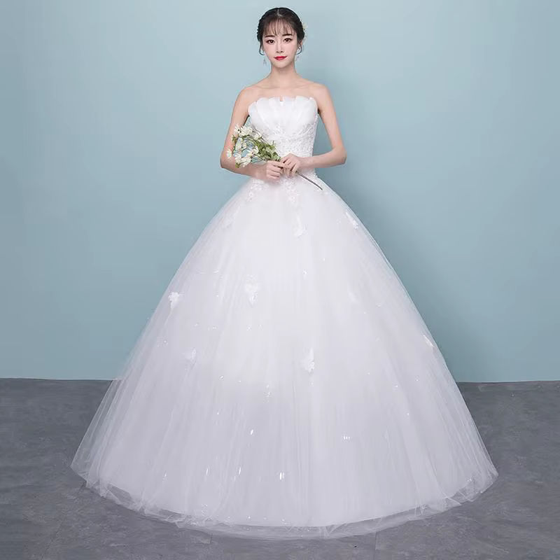 Ezkuntza robe De mariée robe De mariée sans bretelles dentelle fleur à lacets princesse robe De bal 