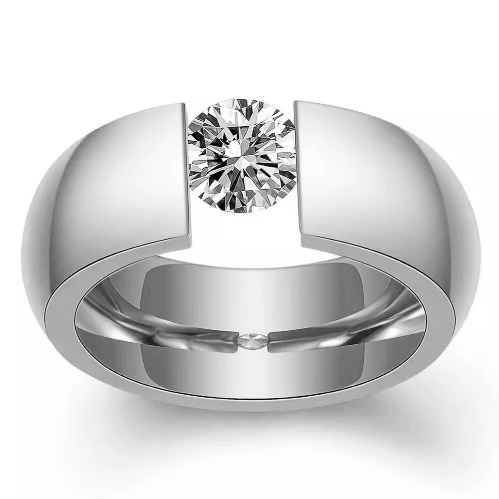 NIBASTAR – bague en Zircon incrusté pour femmes, bijoux de doigt en acier inoxydable, bagues de mari