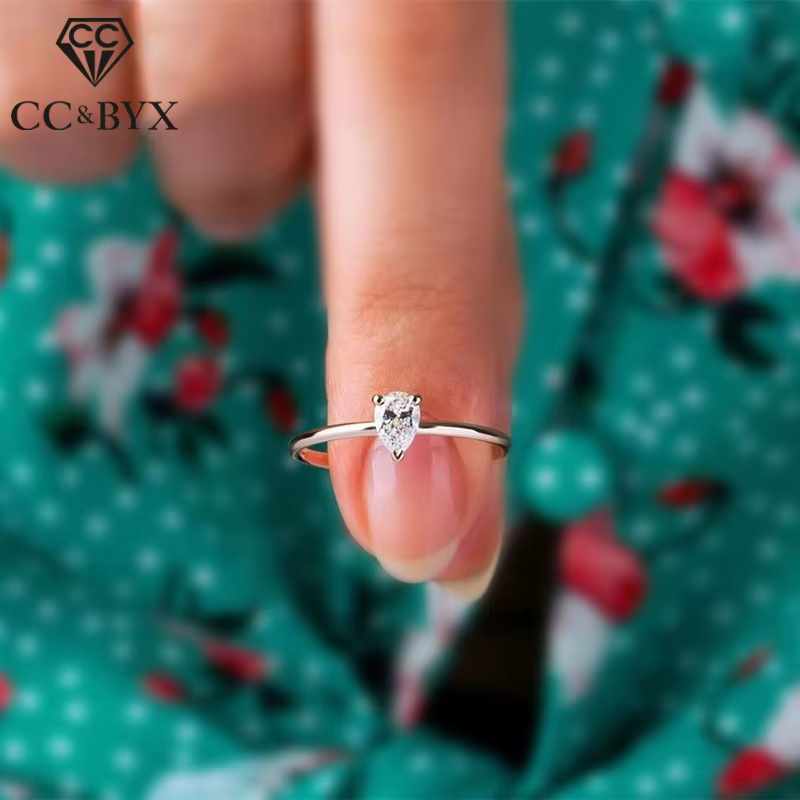 CC anneaux de mariage pour femmes Bijoux simples à la mode goutte d'eau bague en zircone cubique Bij