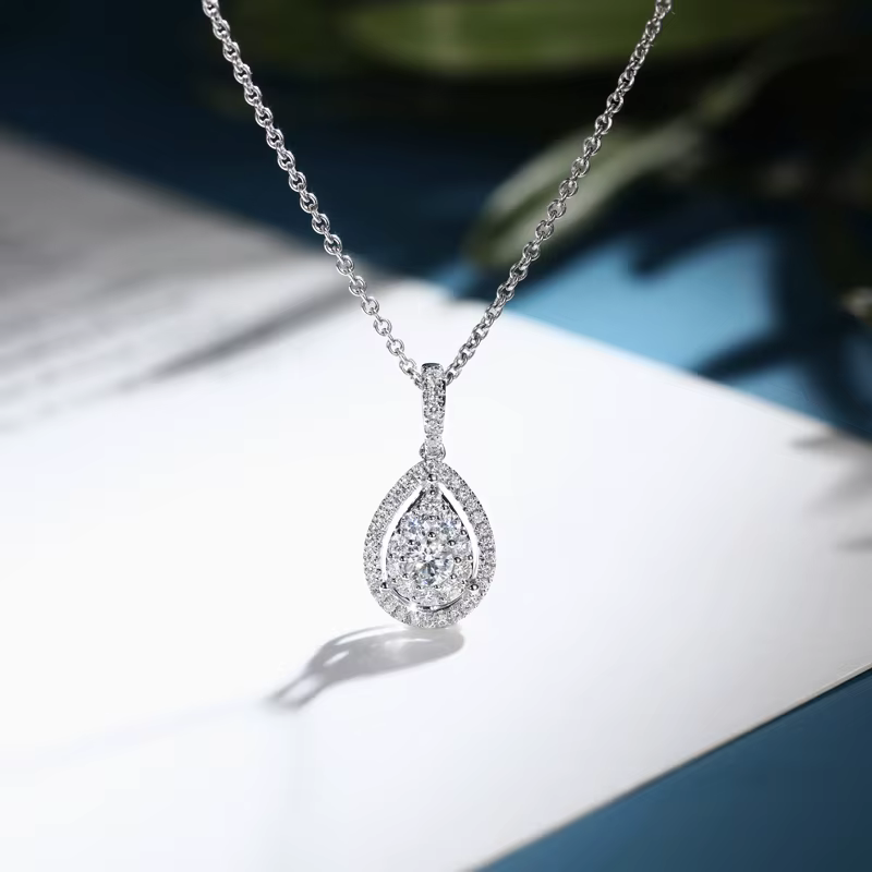 Huretailers-Collier pendentif goutte d'eau pour femme, micro pavé CZ, bijoux délicats, accessoire de