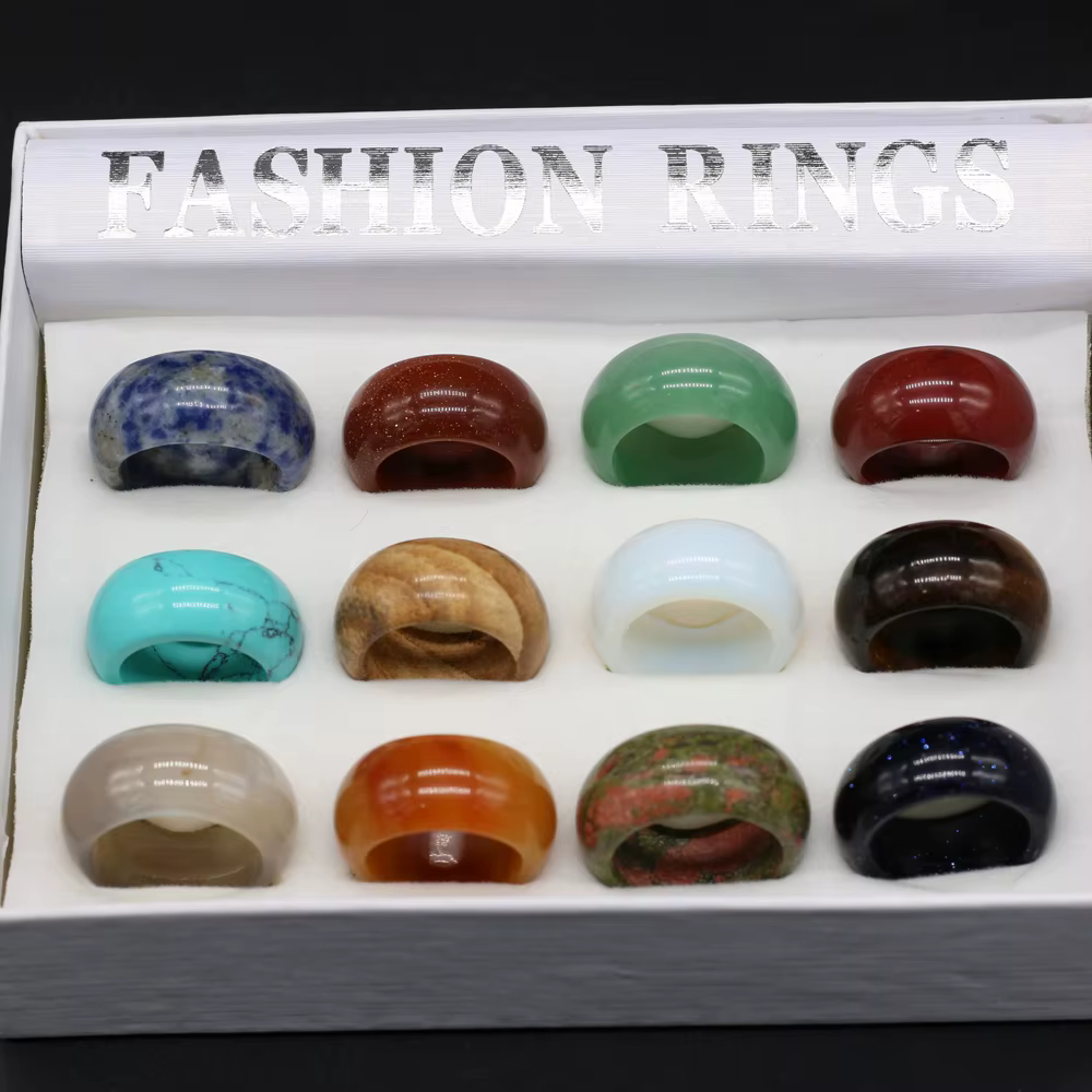 Bagues en pierre d'agates naturelles mélangées pour femmes, cadeau exquis imbibé, collier de bijoux 