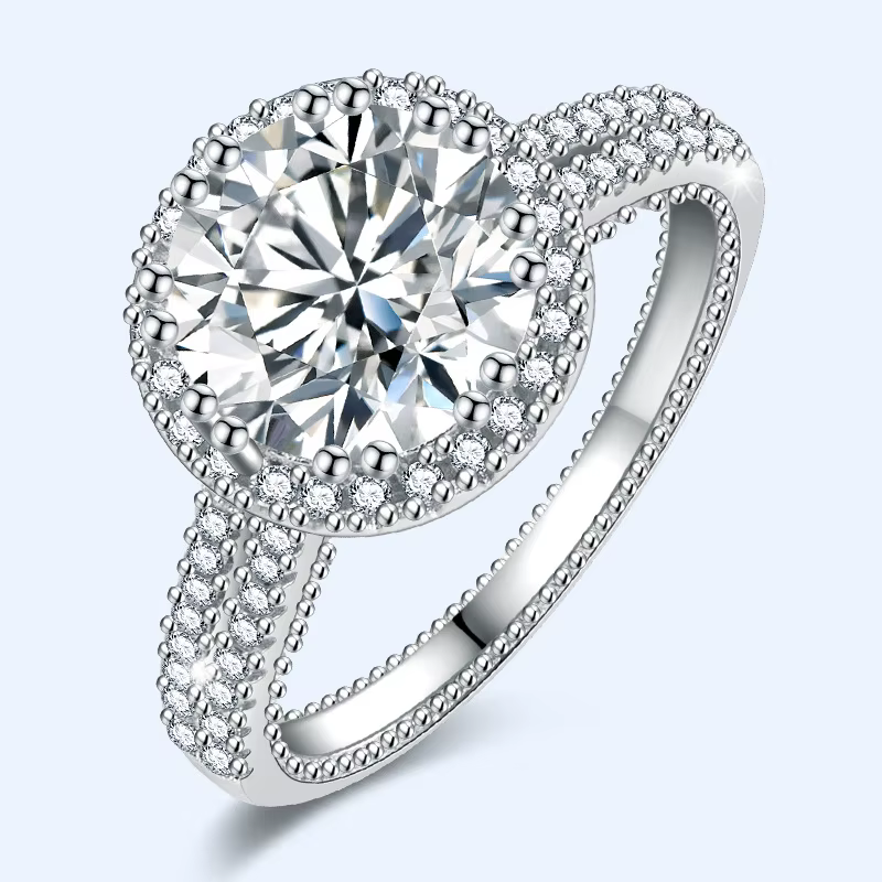 Bague De mariage en or blanc 14K pour femmes, bijoux, anneaux fins, diamant rond, bijoux De mariage,