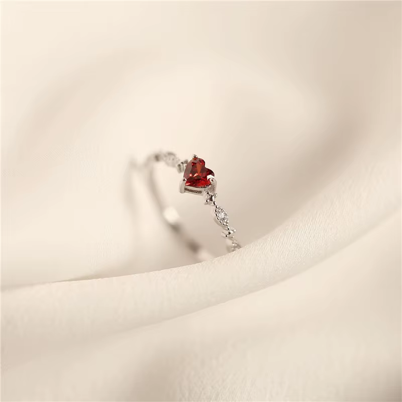 Bague d'amour rubis Simple en argent Sterling 925 plaqué or 14 carats pour femmes, anneau de queue à