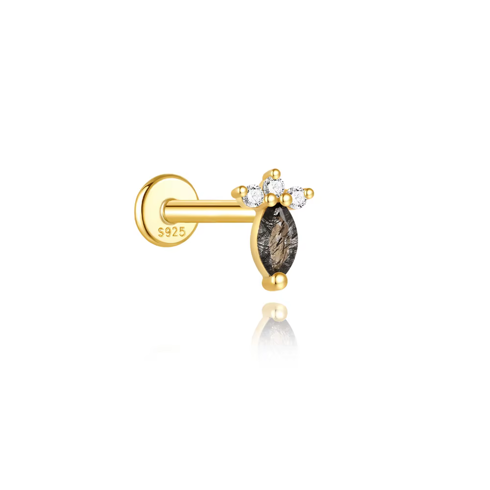 ROXI 925 argent Sterling oeil de cheval gland noir quartzRutilated boucles d'oreilles pour les femme