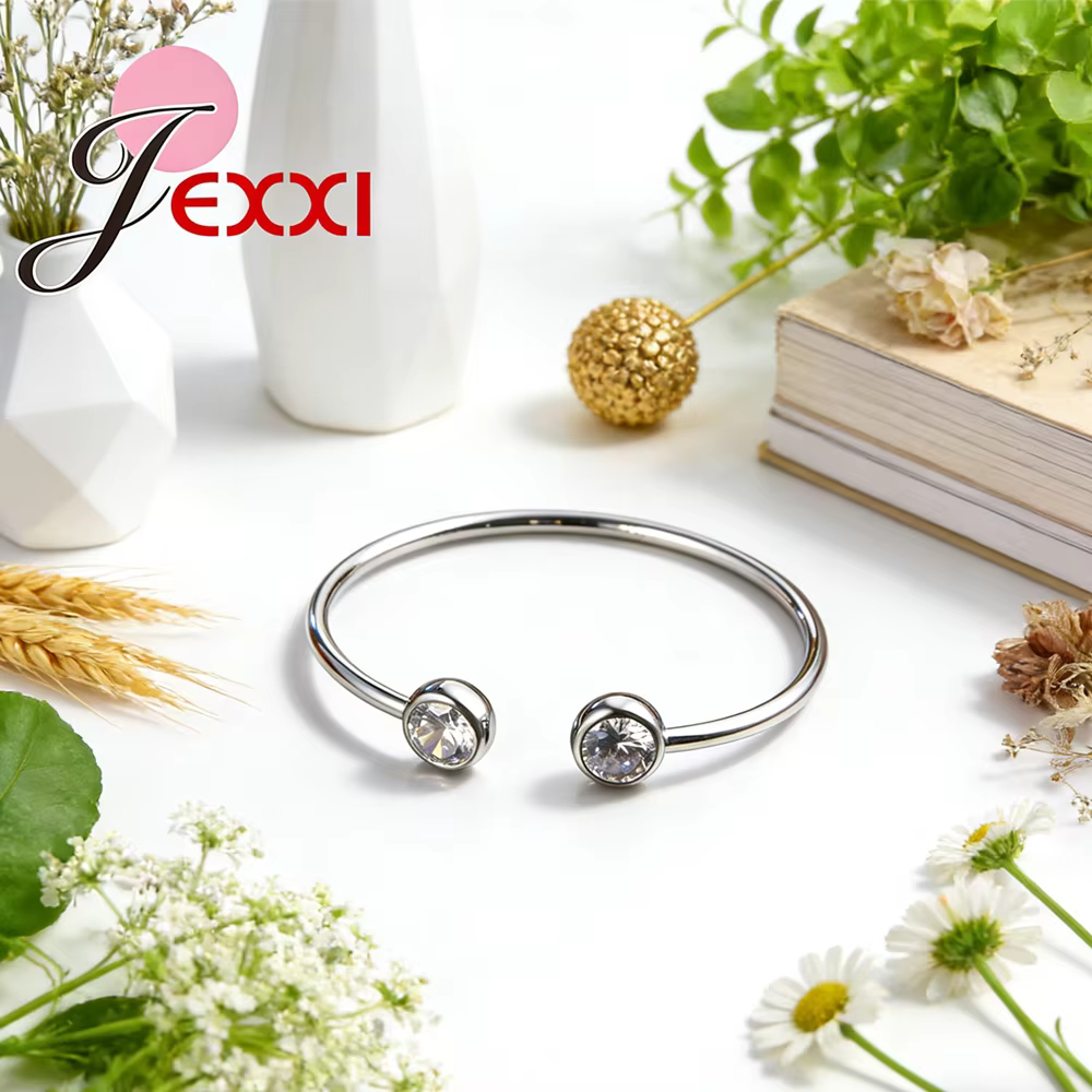 Bracelet en argent sterling 925 au design simple, zircone cubique, bracelet romantique pour annivers