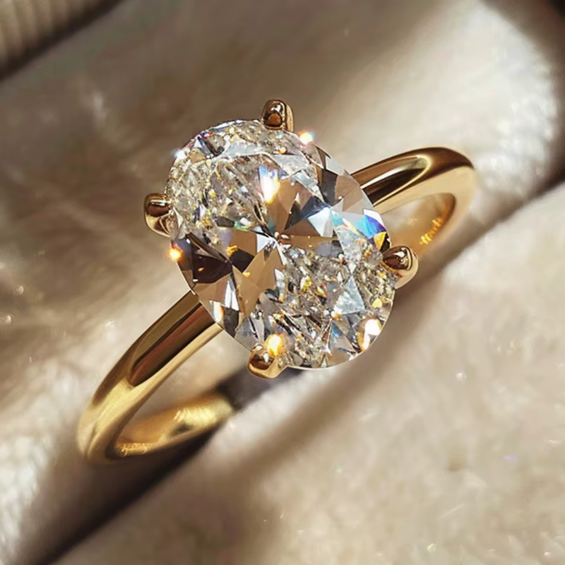 Bague en argent Sterling 925 en Zircon 1-8CT, magnifique bague ovale brillante en pierre pour femmes