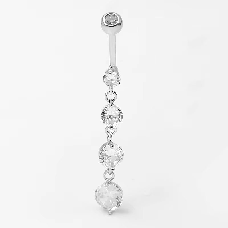 Anneaux de nombril pendants en argent regardé 925 pour femmes, mode CZ, recrutés, bijoux