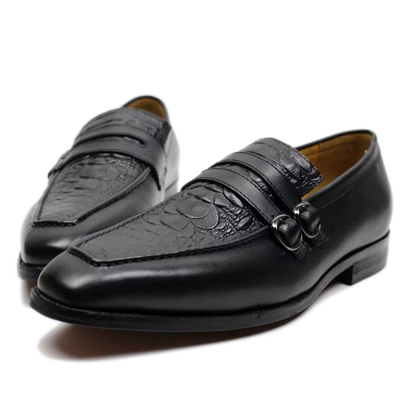 Chaussures habillées de luxe pour hommes, mocassins de mariage en cuir véritable imprimé Crocodile, 