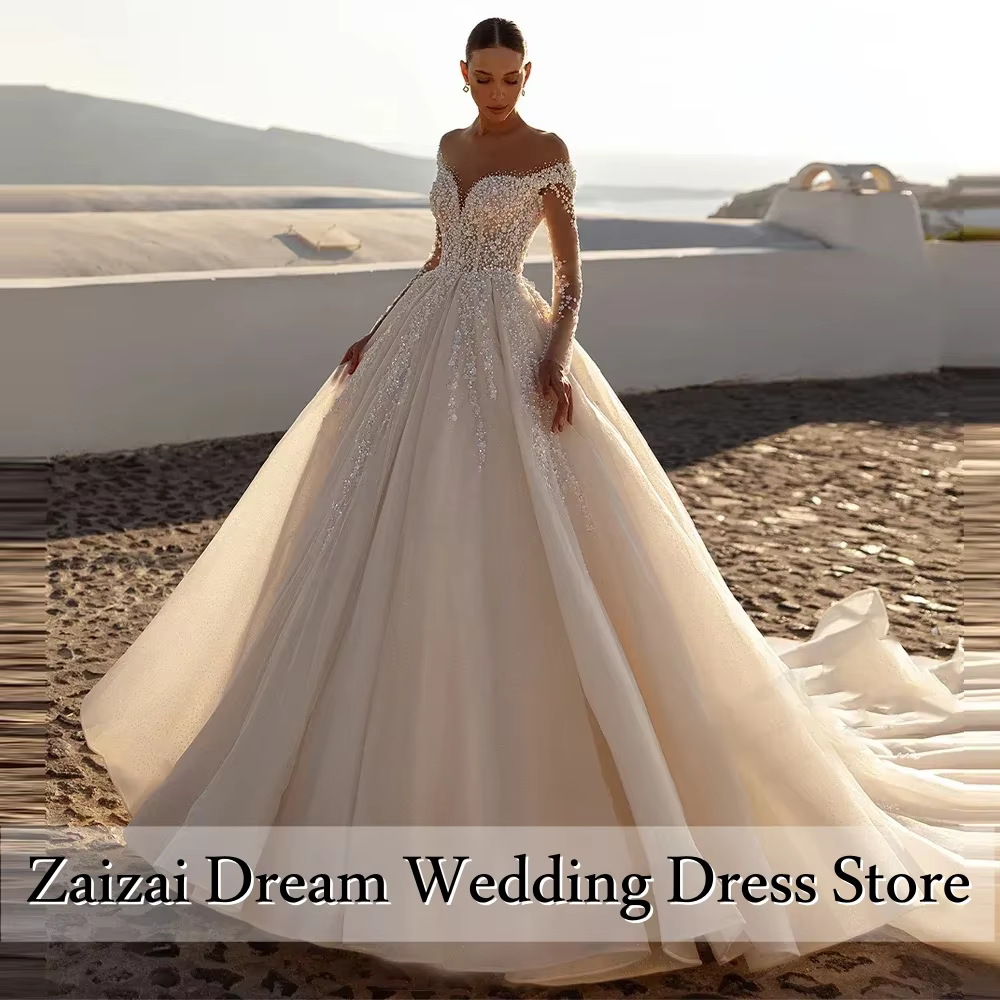 Robes de mariée personnalisées exquises sans manches à épaules dénudées pour femmes, robes de mariée