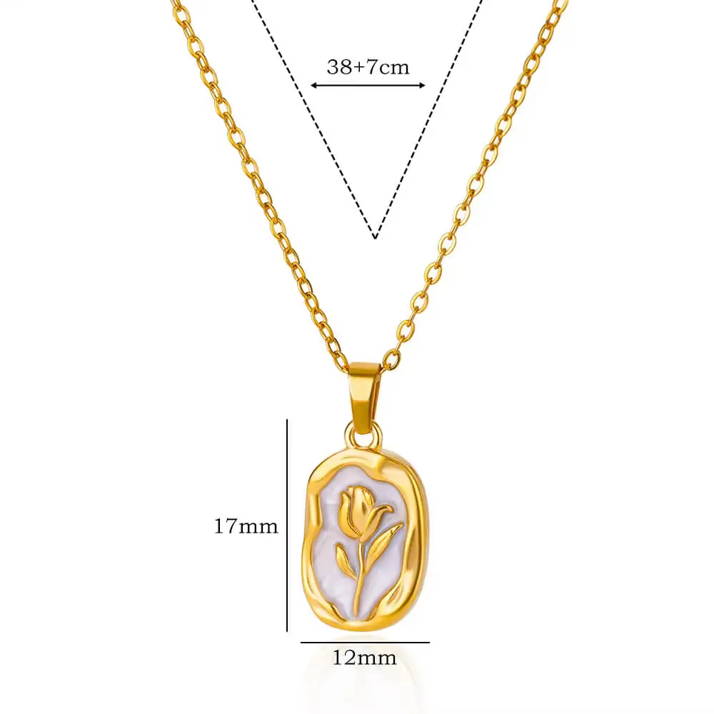 Collier de fleurs de Rose pour femmes, couleur or, pendentif de fleur de tulipe, chaîne en acier ino