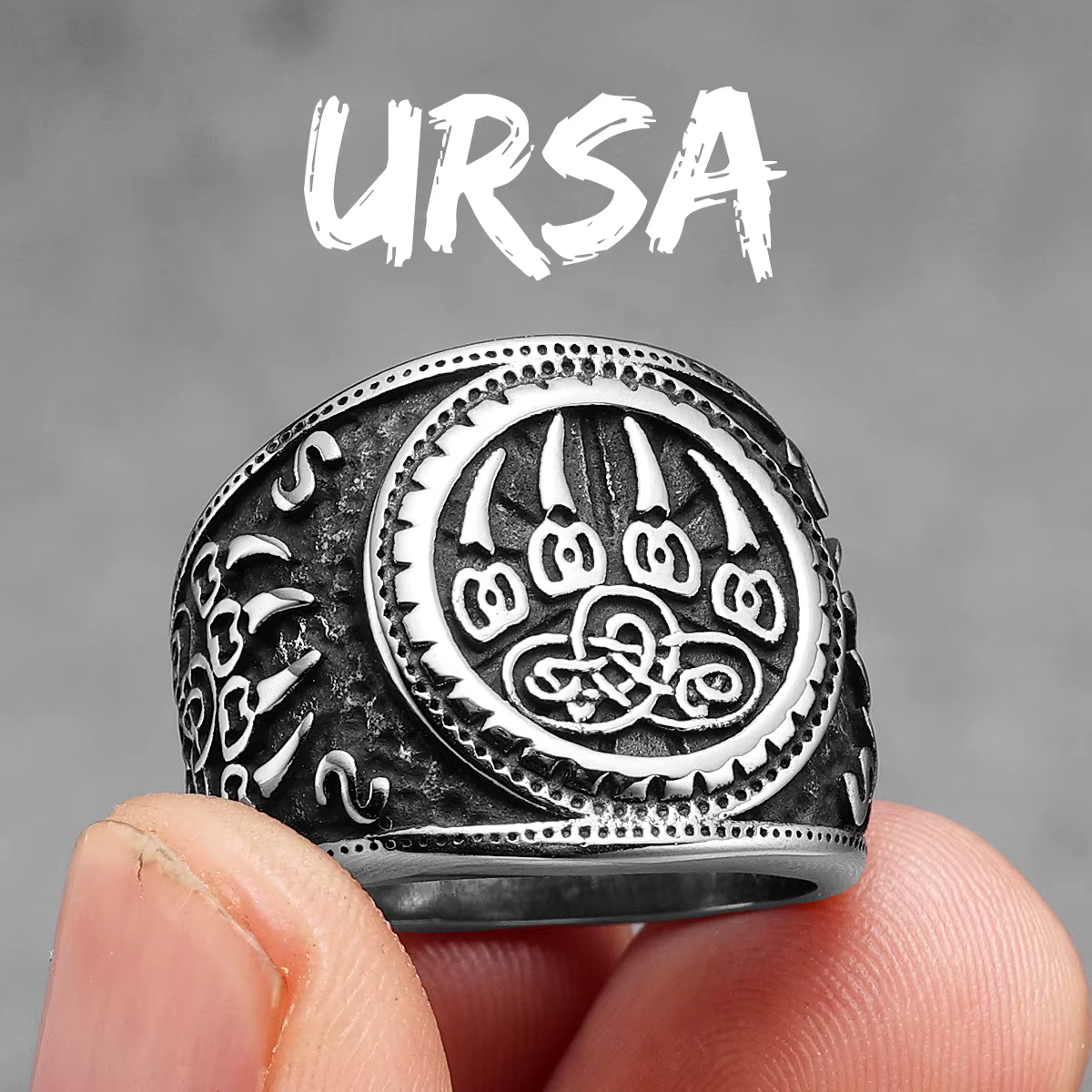 Bague ours en acier inoxydable pour homme, Viking Runes, loup, punk rock, rétro pour cavalier, bijou
