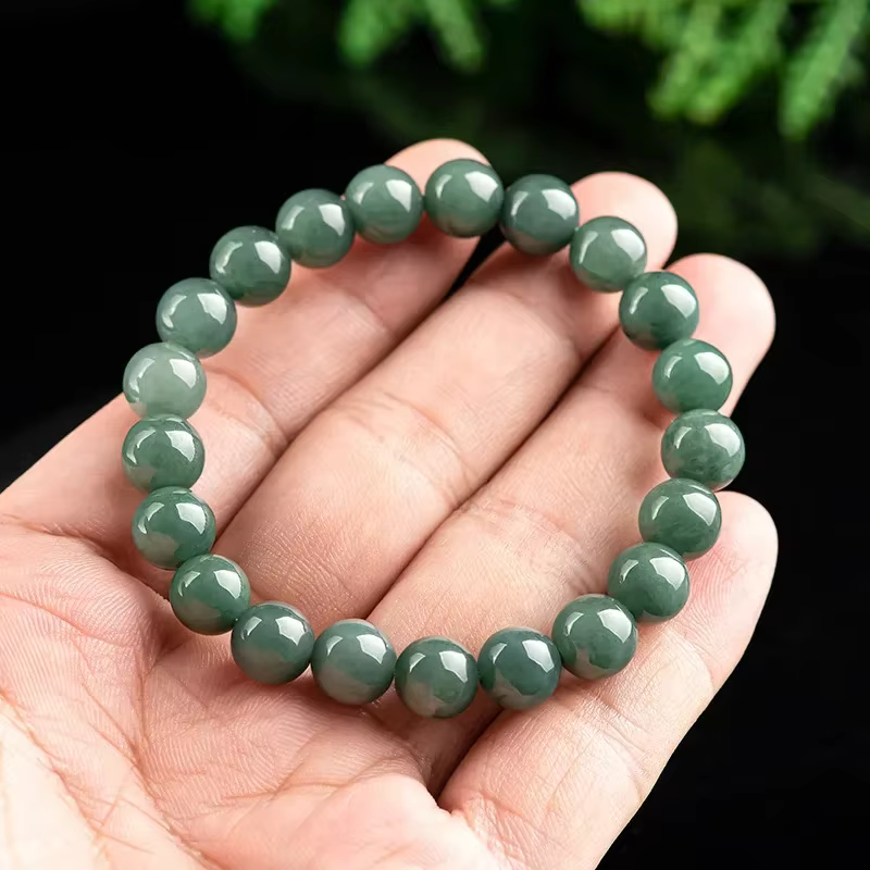 Bracelets de perles de Jade birman, accessoires, cadeau de charme, pierre précieuse pour homme vert,