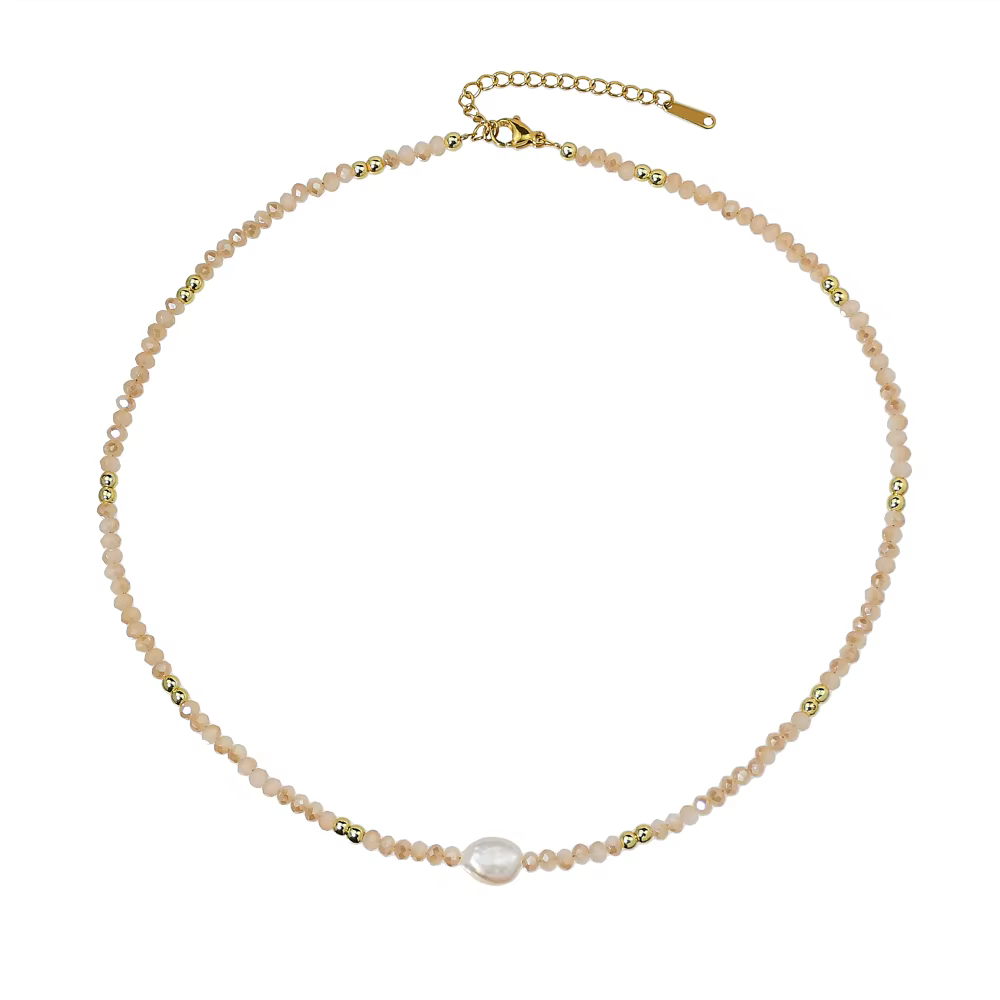 Collier de perles d'eau douce naturelles style Baroque pour femmes, bijoux élégants en cristal de ve