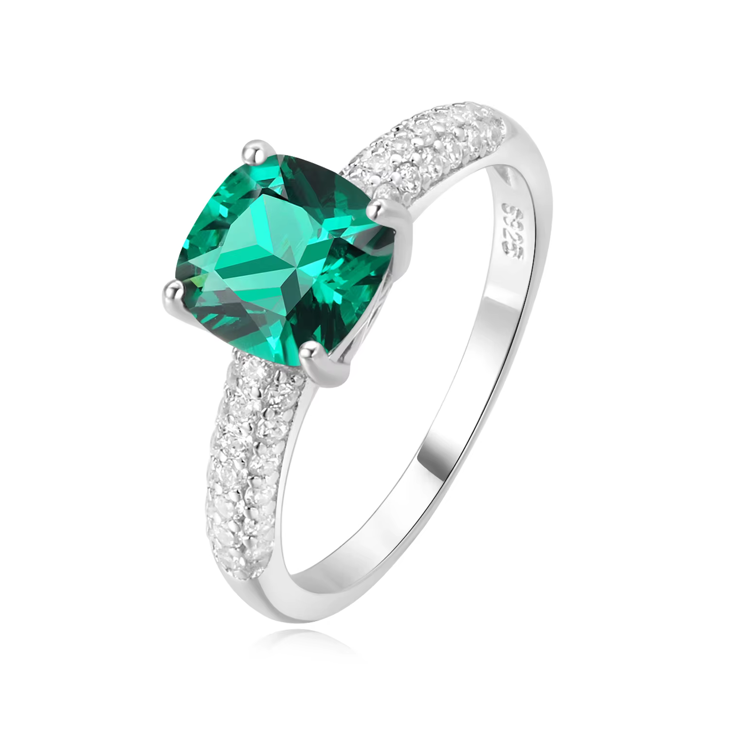 Bague solitaire Potiy 2,22 ct en saphir synthétique, émeraude nano et tanzanite, en argent sterling 