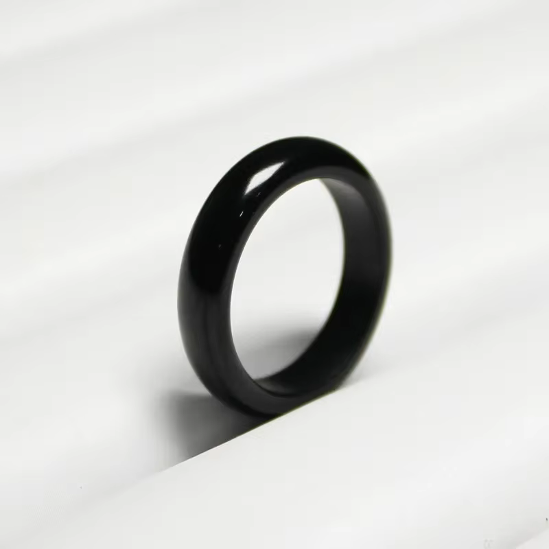 Bague en Jade noir néphrite naturelle pour hommes et femmes, pierres précieuses de guérison, bijoux 