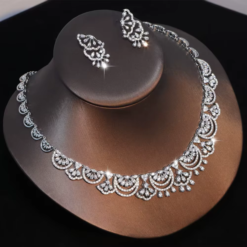 Nouveauté 2026 : Parure de bijoux de luxe (colliers, boucles d'oreilles) pour mariée, style Dubaï, p