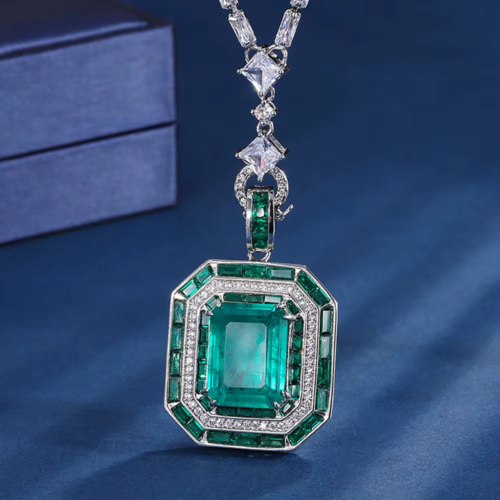 Pendentif AdrenPendant en Émeraude pour Femme, Bijoux Fins Vintage, Colliers de Joprésidence pour Fe