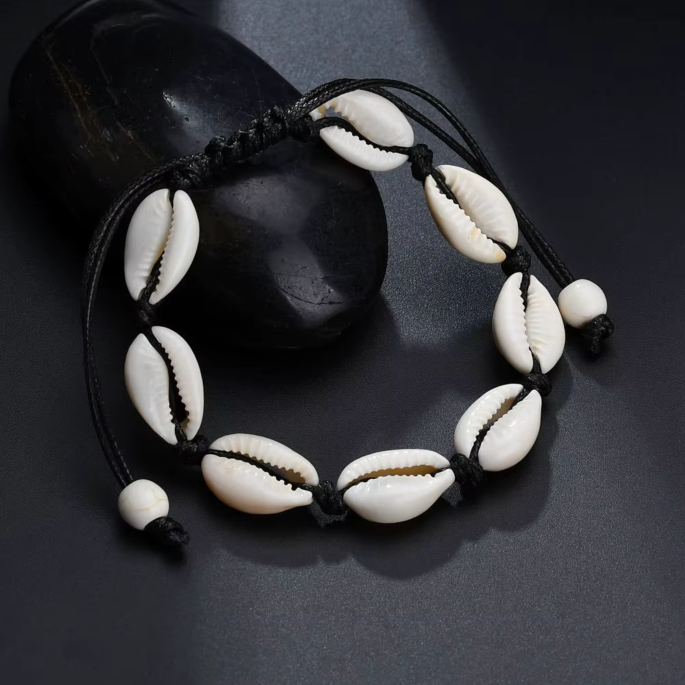 Bracelet de cheville en coquillage de plage d'été, bracelets de cheville en coquillage à ficelle rég