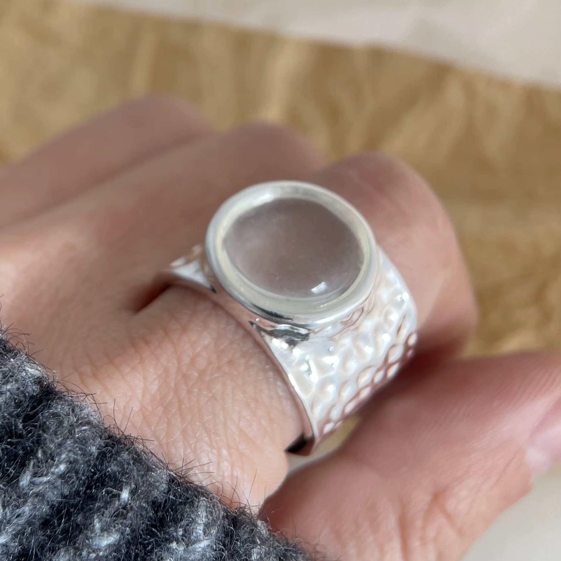 Bagues en argent regardé 925 pour femmes, vintage, faites à la main, réglables, pierre blanche, perl