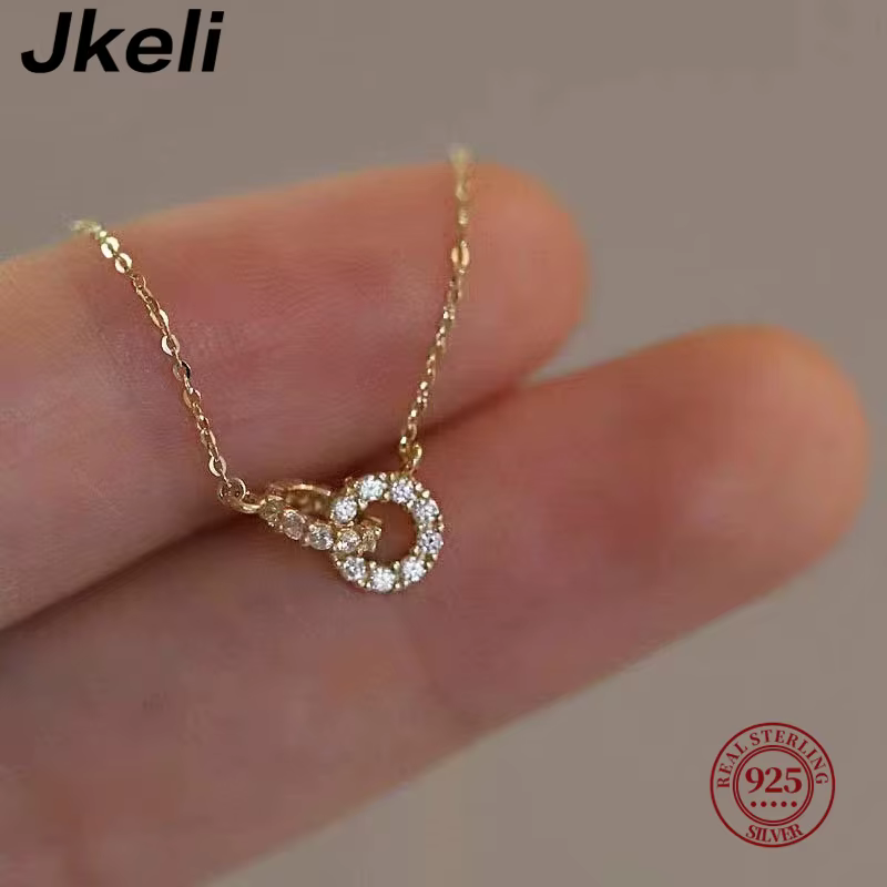 Jkeli coréen exquis pavé cristal géométrie S925 en argent Sterling pendentif collier femmes mode cha