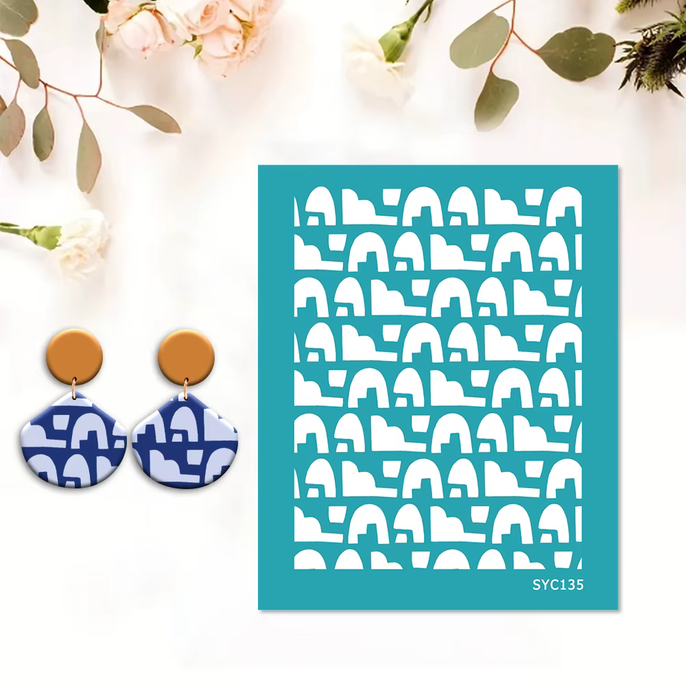 Pochoirs pour sérigraphie en argile polymère, ligne ondulée florale, pour l'impression de timbres en