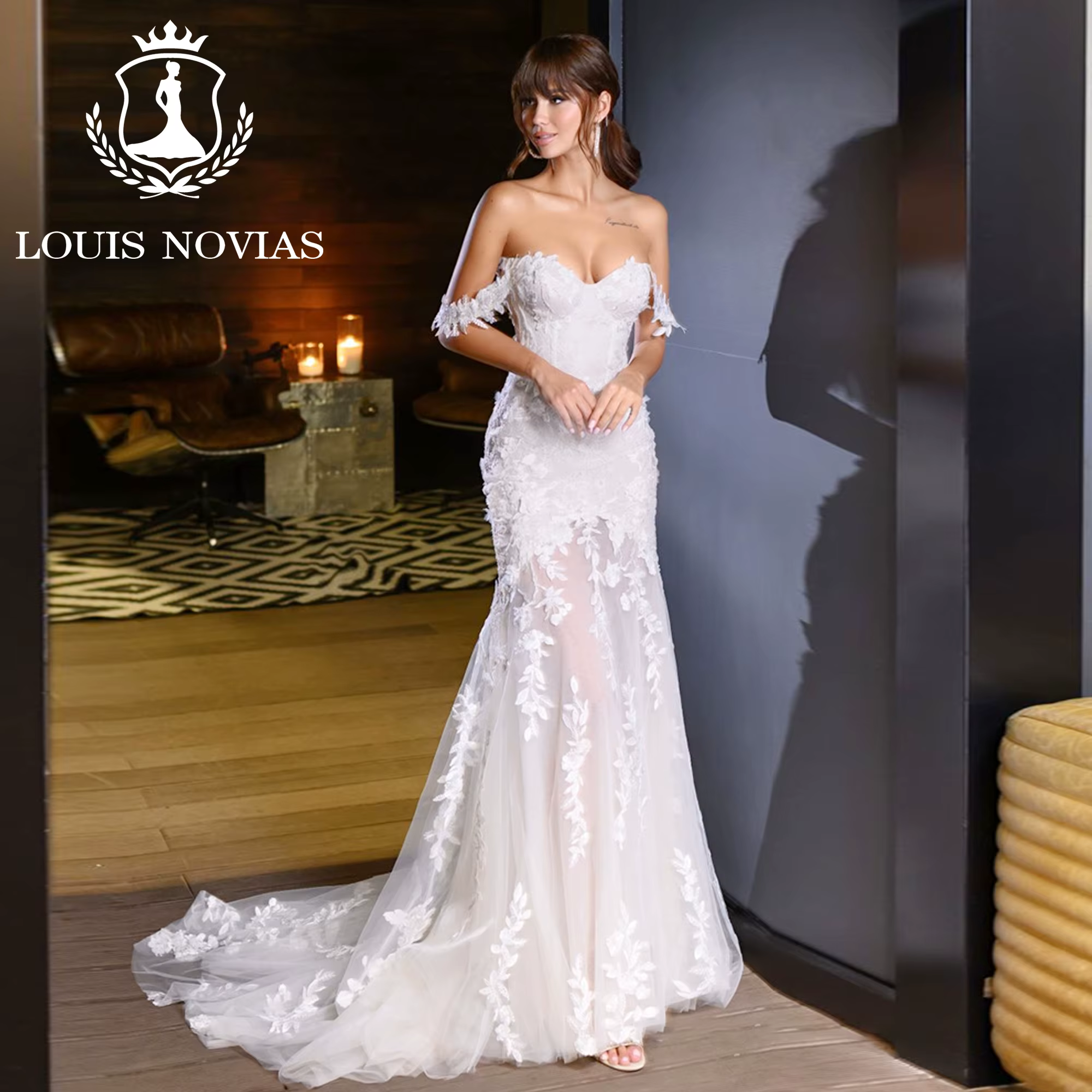 Modis-Robes de mariée sirène semi-transparentes, robe de mariée trompent brodée, chérie moderne sexy