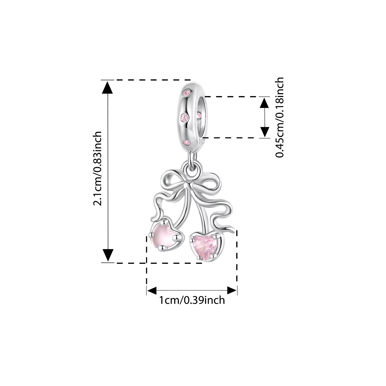 BISAER 925 en argent Sterling rose arc breloque perle ours talons hauts Champagne pendentif pour les