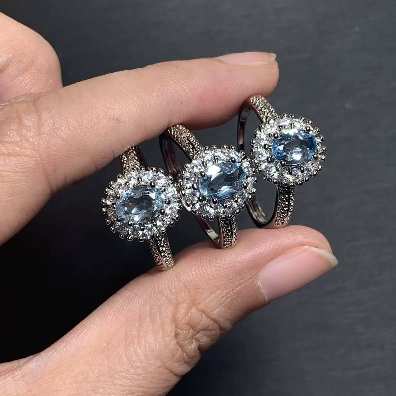 Bague réglable en topaze bleue naturelle 65 pour femme, bijoux de haute qualité, style vintage, vent
