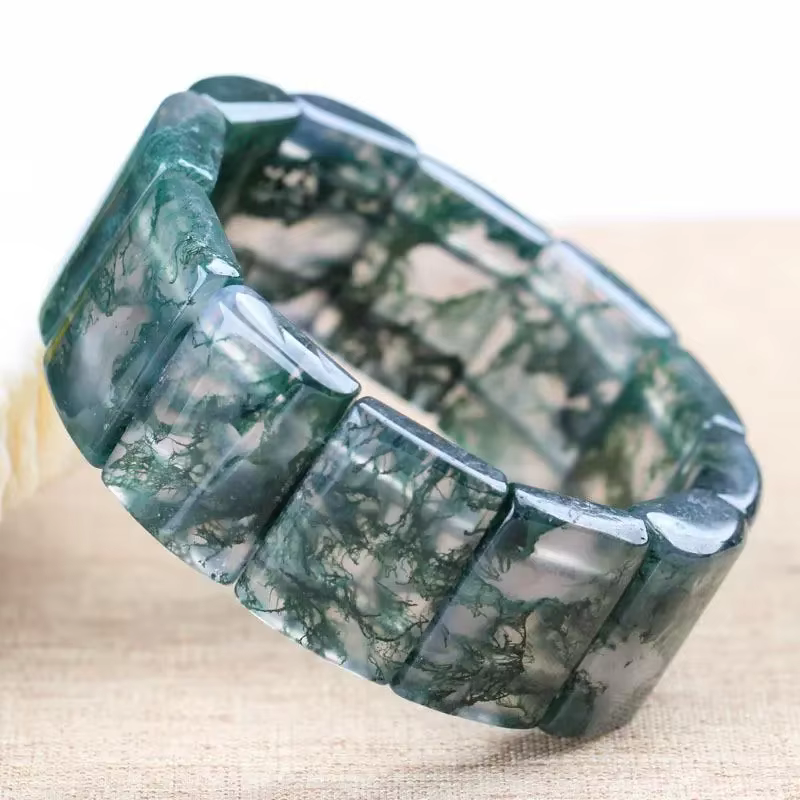 Bracelet en agate aquatique naturelle, bijoux à la mode et polyvalents pour hommes et femmes