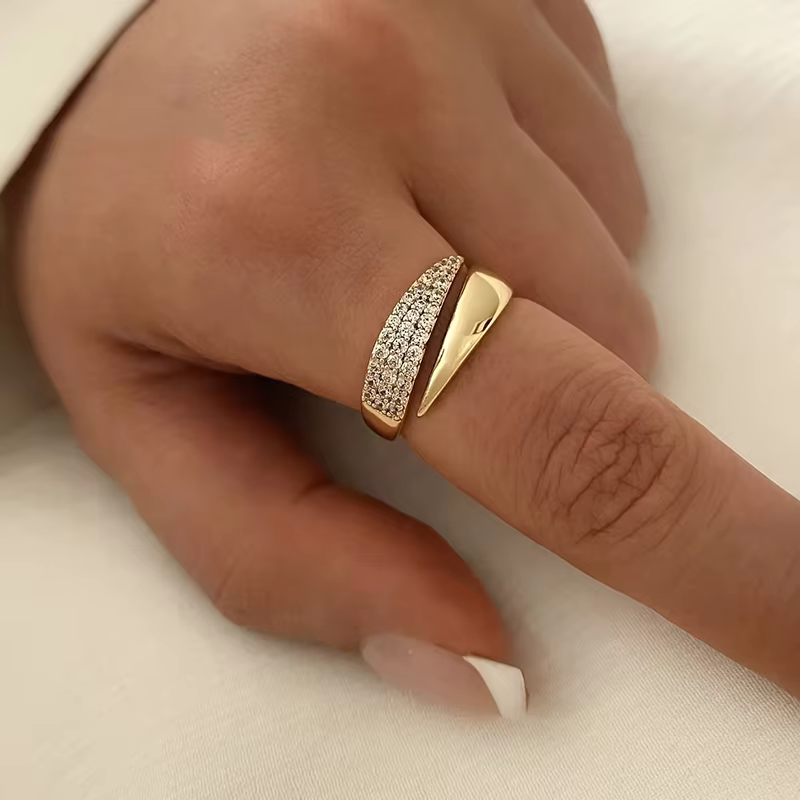 Huitan – bagues ouvertes délicates et brillantes pour femmes, bijoux de fiançailles élégants et bril